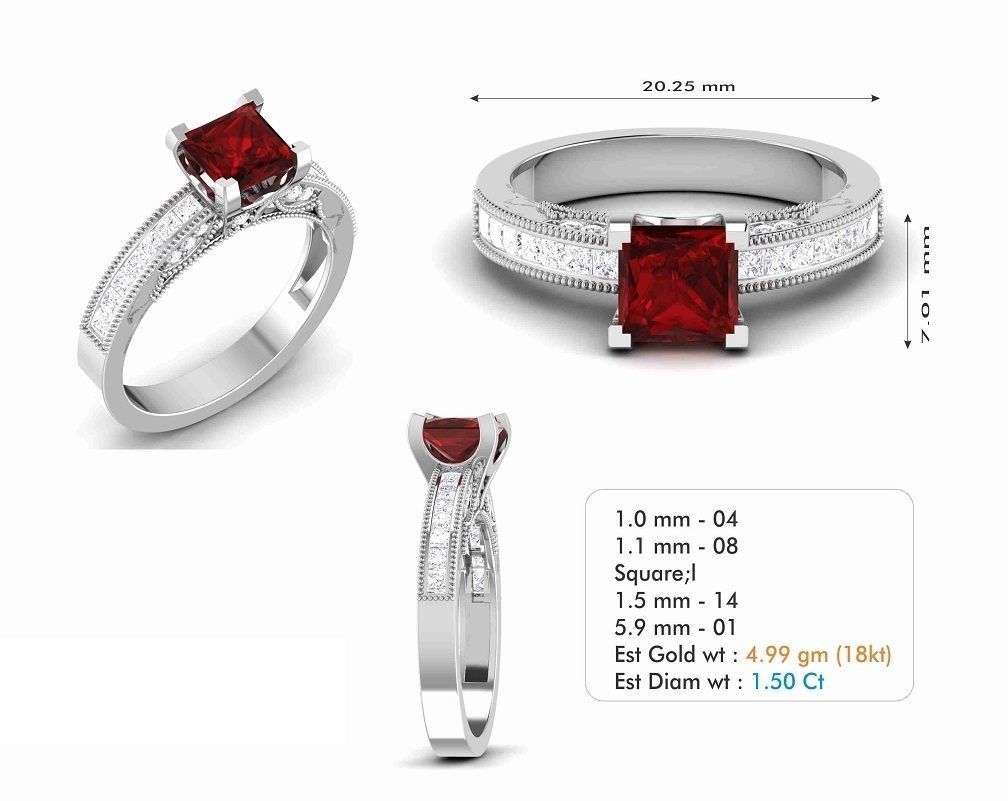 Woman Solitaire Ring 1218 3D print model_5