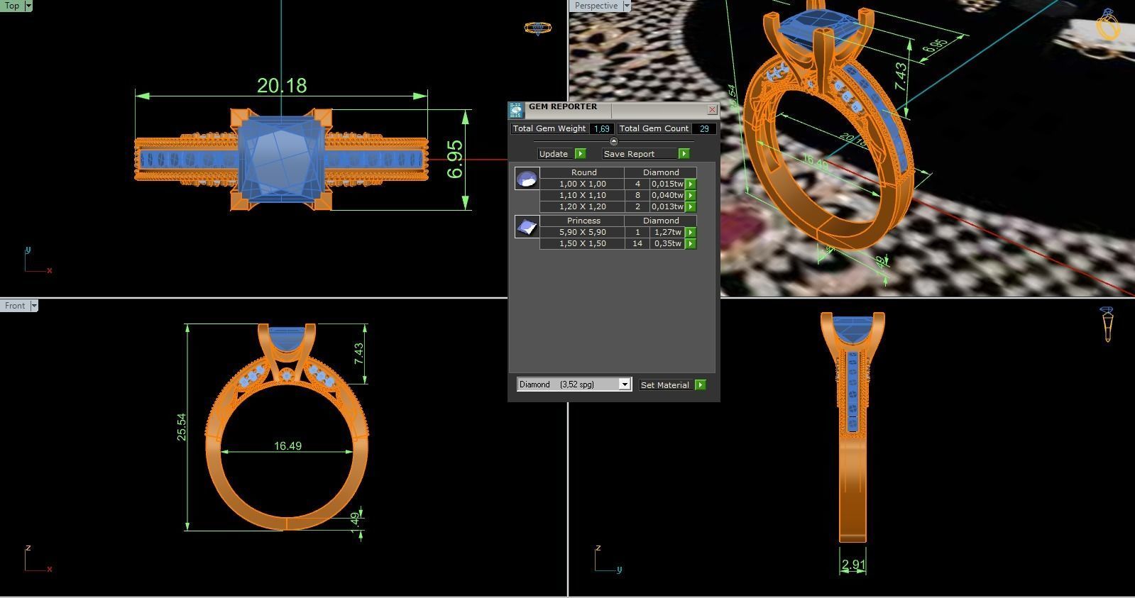 Woman Solitaire Ring 1218 3D print model_9