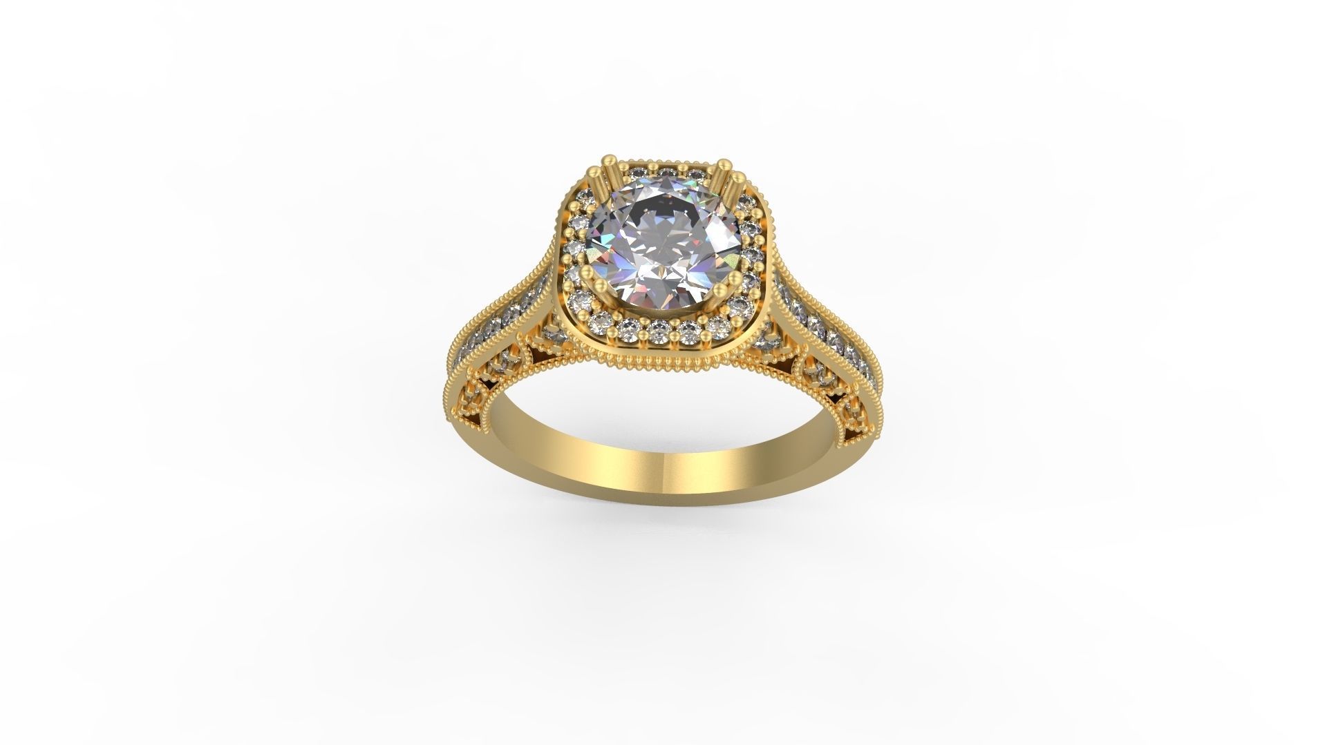Woman Solitaire Ring 1208 3D print model_3