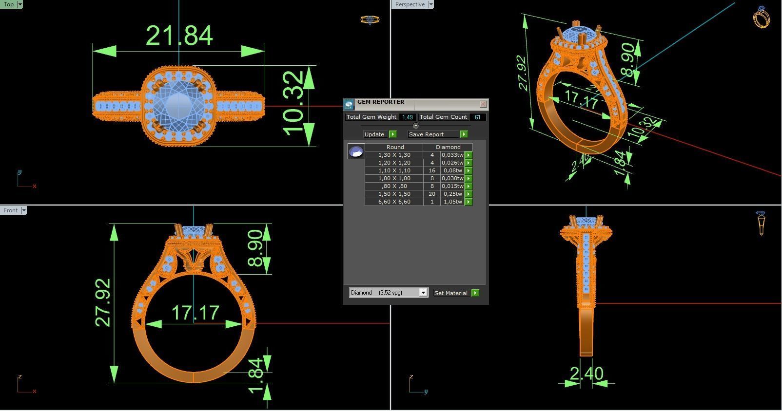 Woman Solitaire Ring 1208 3D print model_8