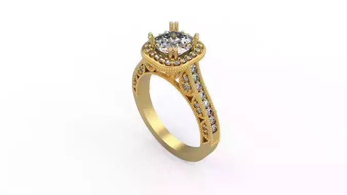 Woman Solitaire Ring 1208 3D print model