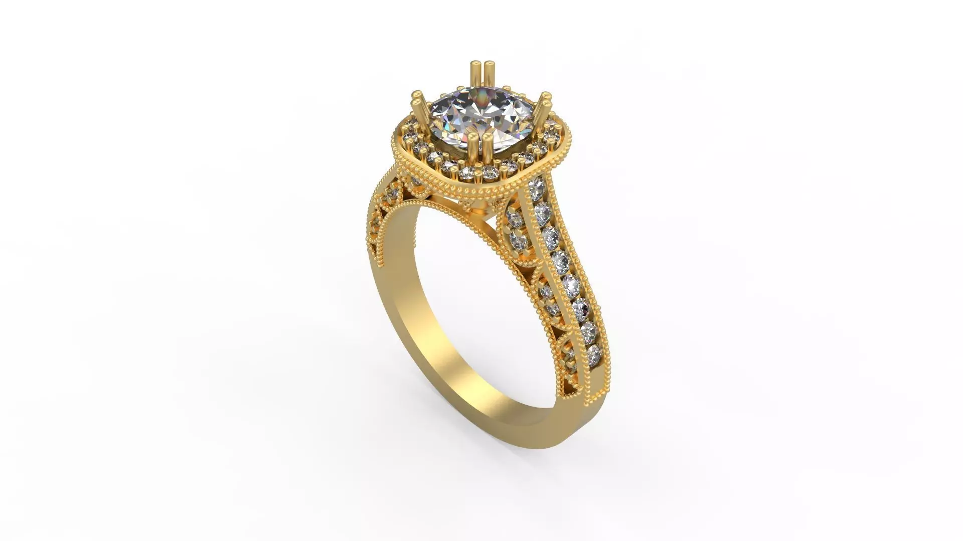 Woman Solitaire Ring 1208 3D print model_0
