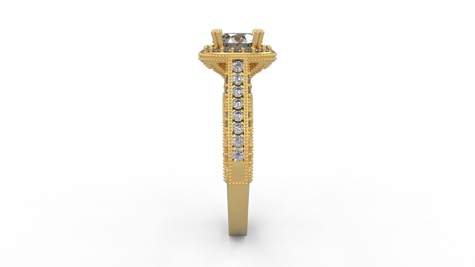 Woman Solitaire Ring 1208 3D print model_2