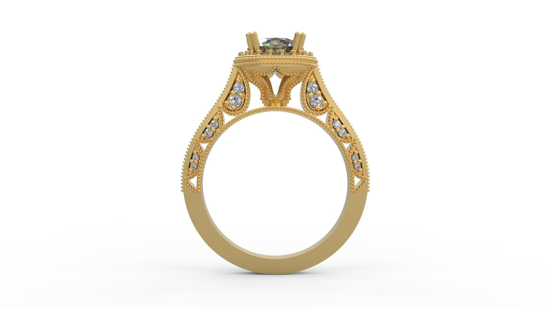 Woman Solitaire Ring 1208 3D print model_1