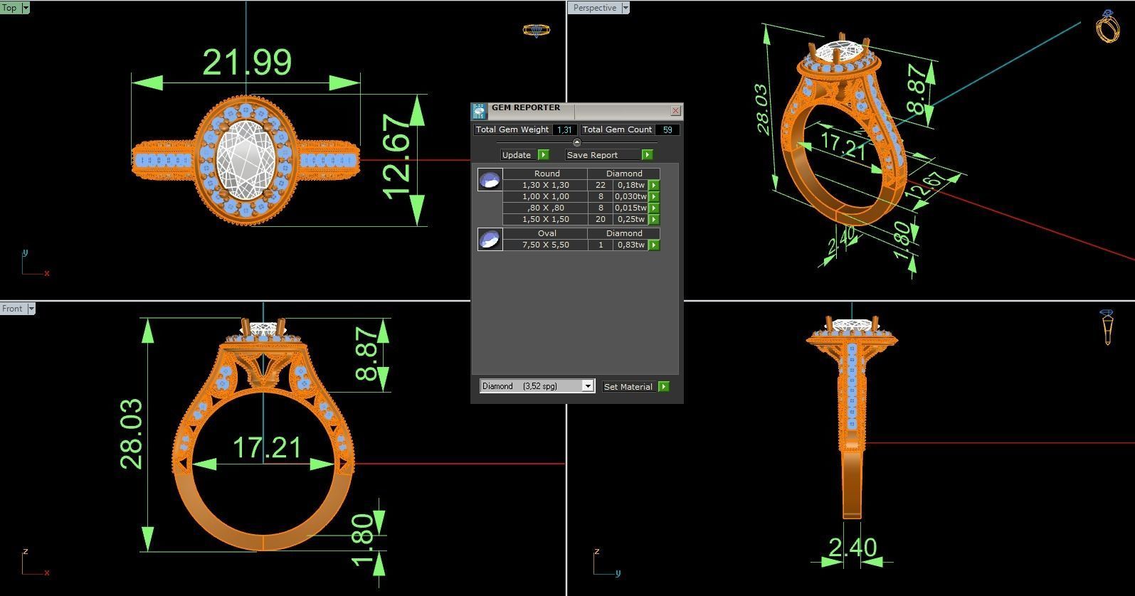 Woman Solitaire Ring 1206 3D print model_9
