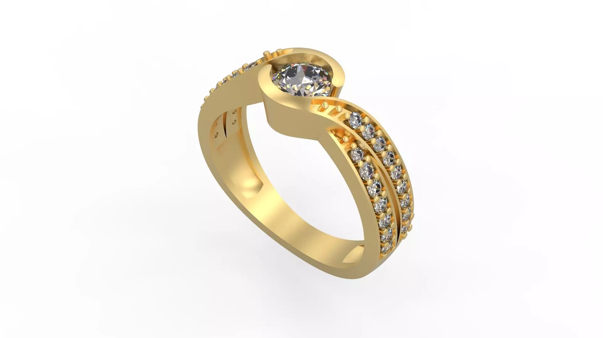 Woman Solitaire Ring 1250 3D print model