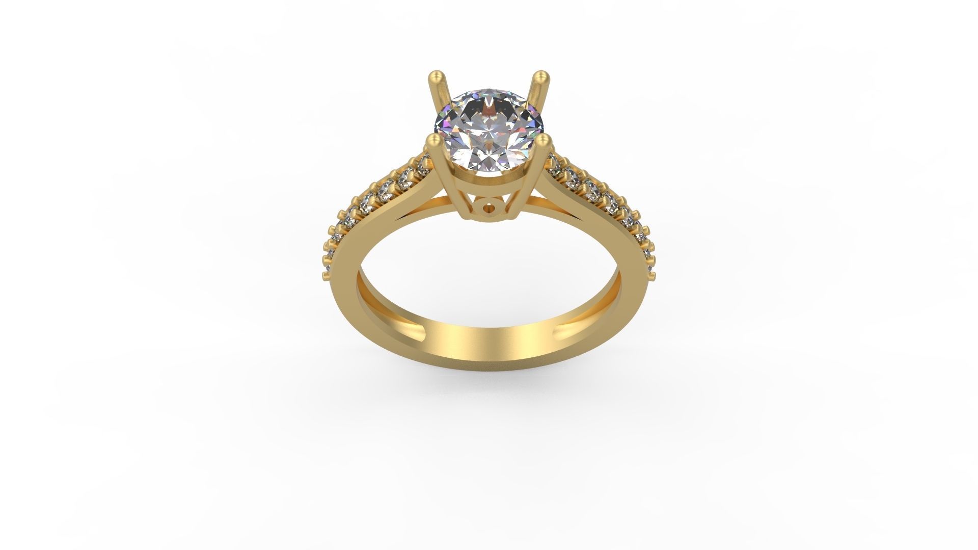 Woman Solitaire Ring 1238 3D print model_3