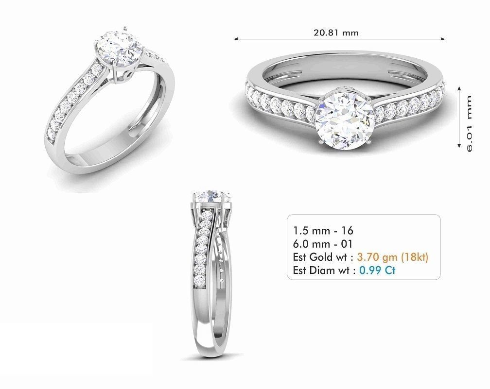 Woman Solitaire Ring 1238 3D print model_5