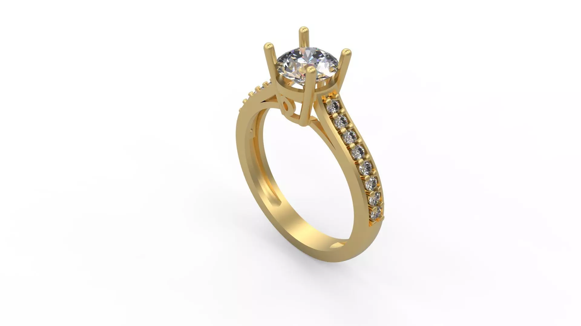 Woman Solitaire Ring 1238 3D print model_0