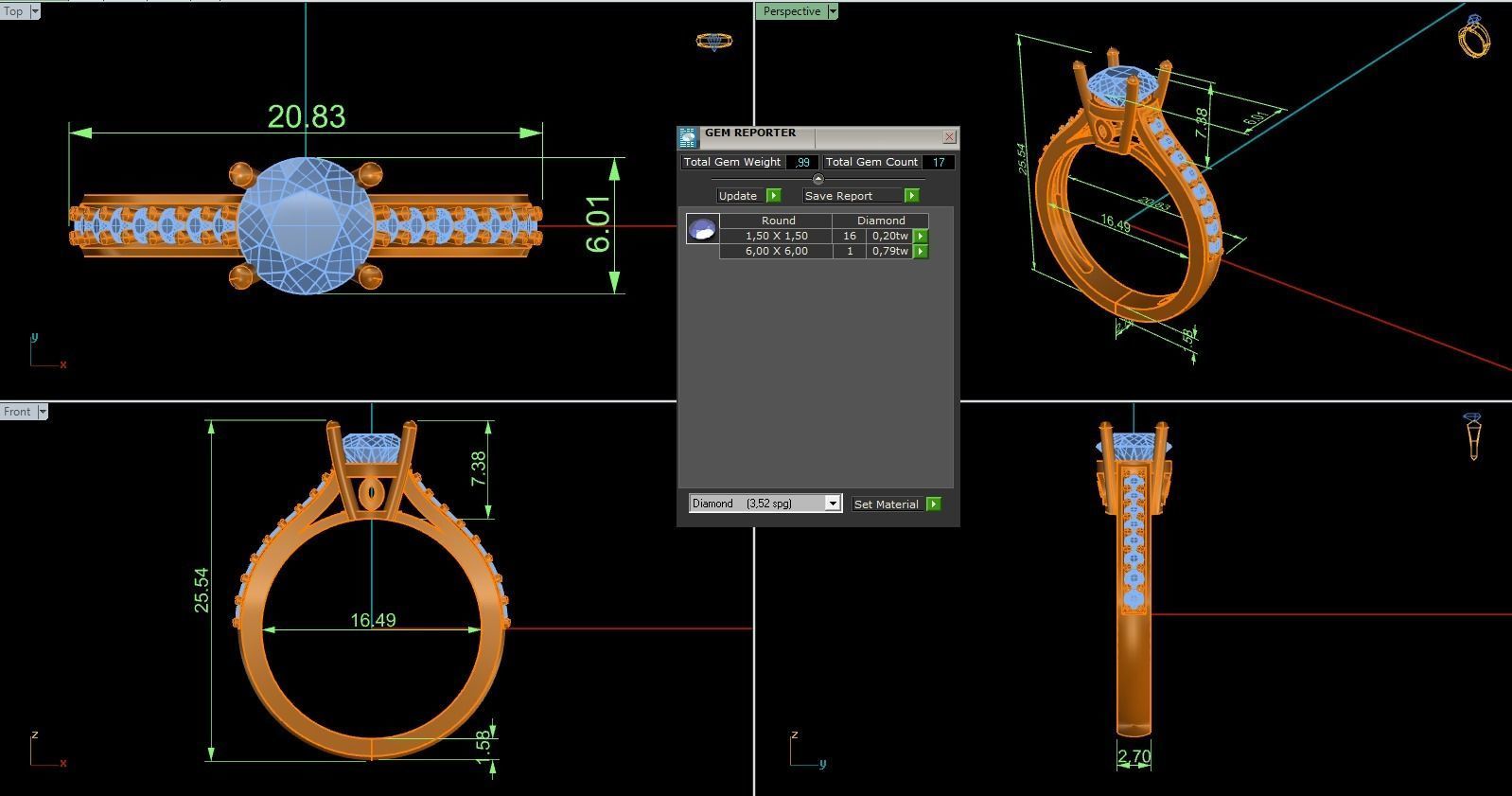 Woman Solitaire Ring 1238 3D print model_9