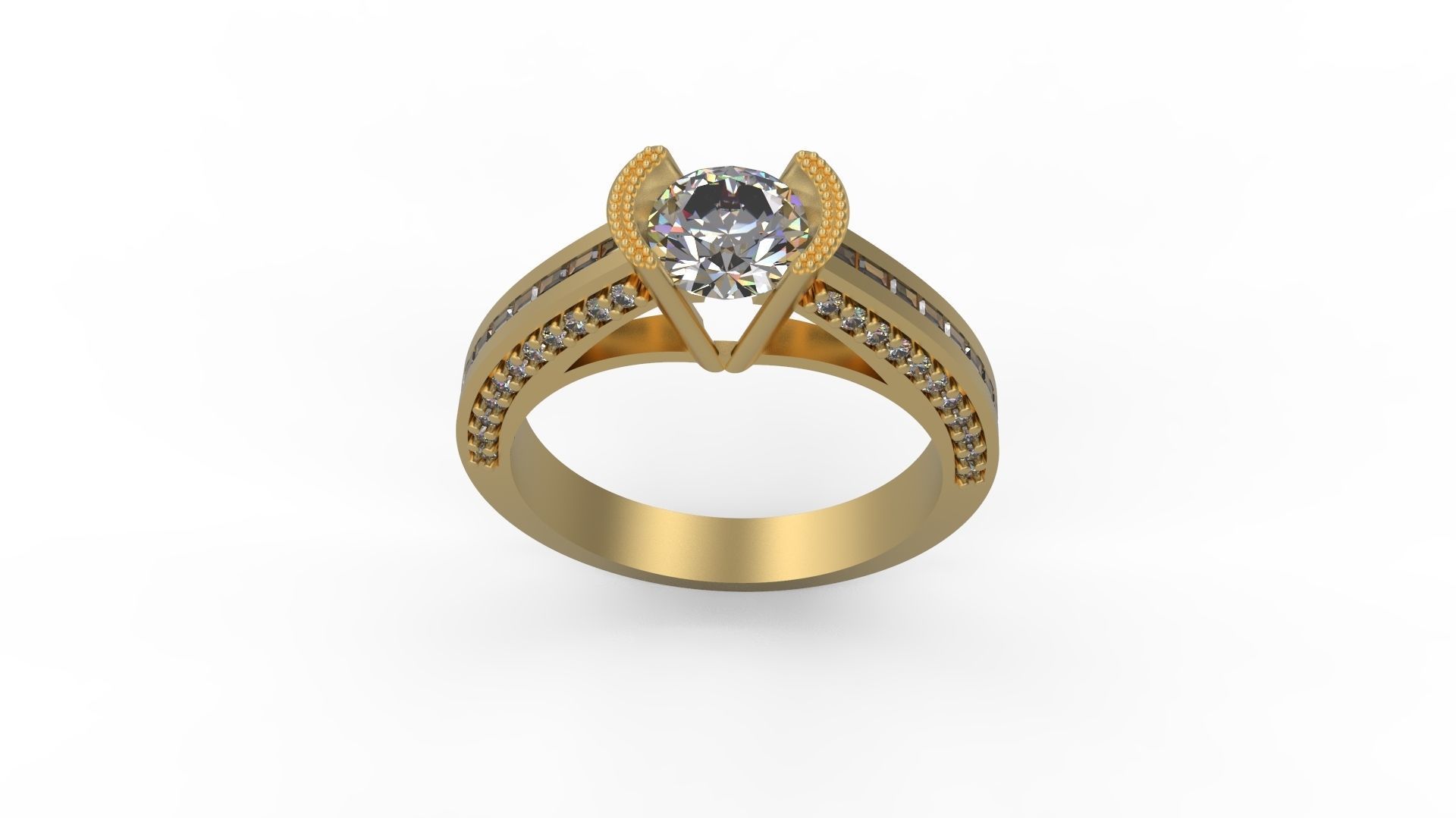 Woman Solitaire Ring 1234 3D print model_3