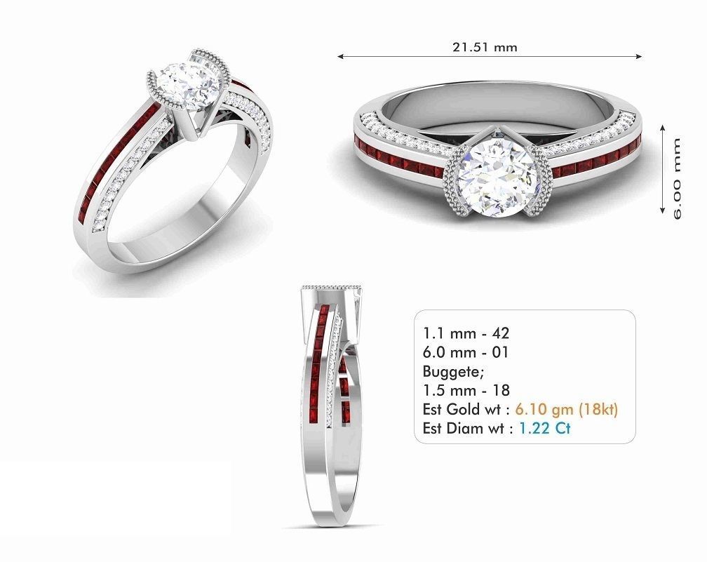 Woman Solitaire Ring 1234 3D print model_5