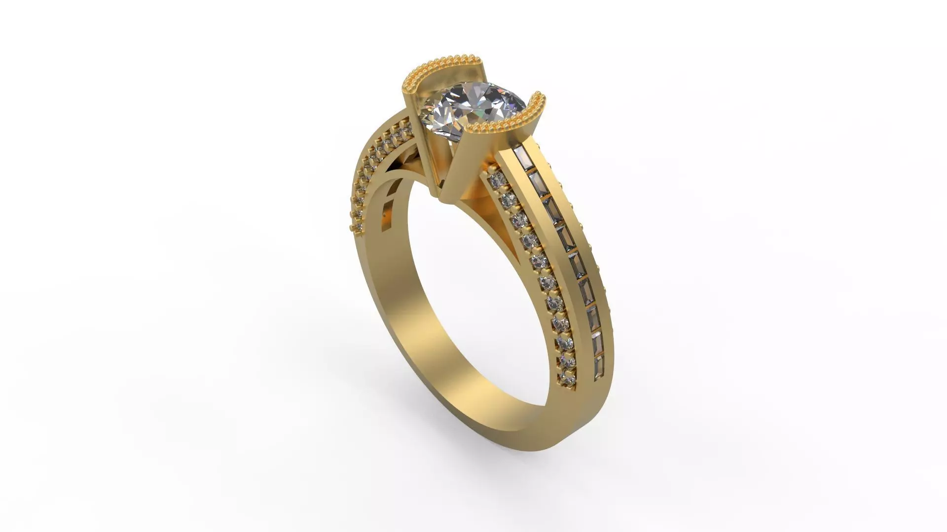 Woman Solitaire Ring 1234 3D print model_0