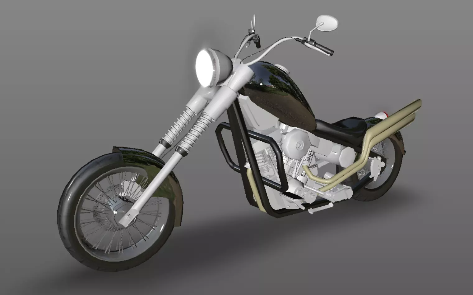 Harley Davidson Chopper Sports Bike 3D Model Game Ready Asset  Low-poly 3D model_0