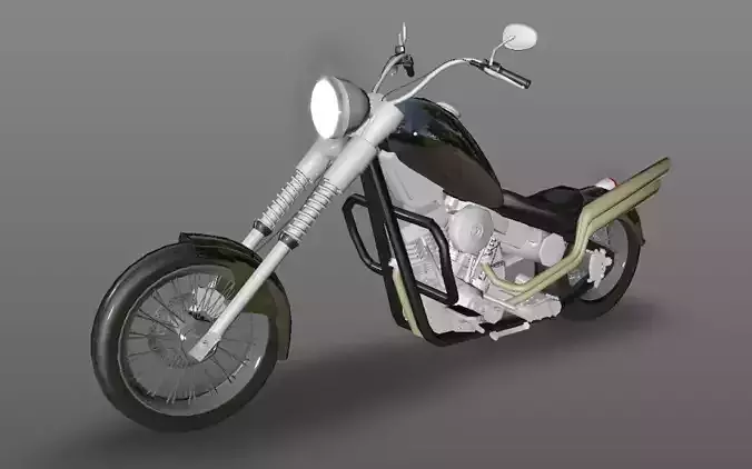 Harley Davidson Chopper Sports Bike 3D Model Game Ready Asset  Low-poly 3D model