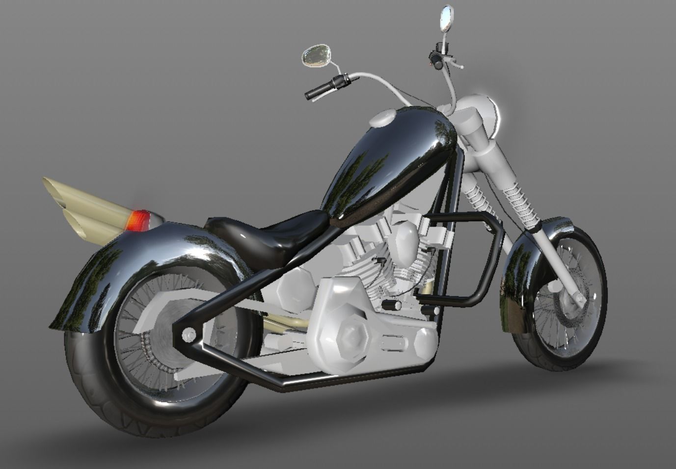 Harley Davidson Chopper Sports Bike 3D Model Game Ready Asset  Low-poly 3D model_11