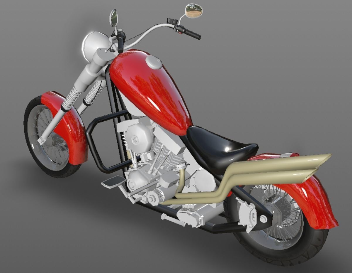 Harley Davidson Chopper Sports Bike 3D Model Game Ready Asset  Low-poly 3D model_1