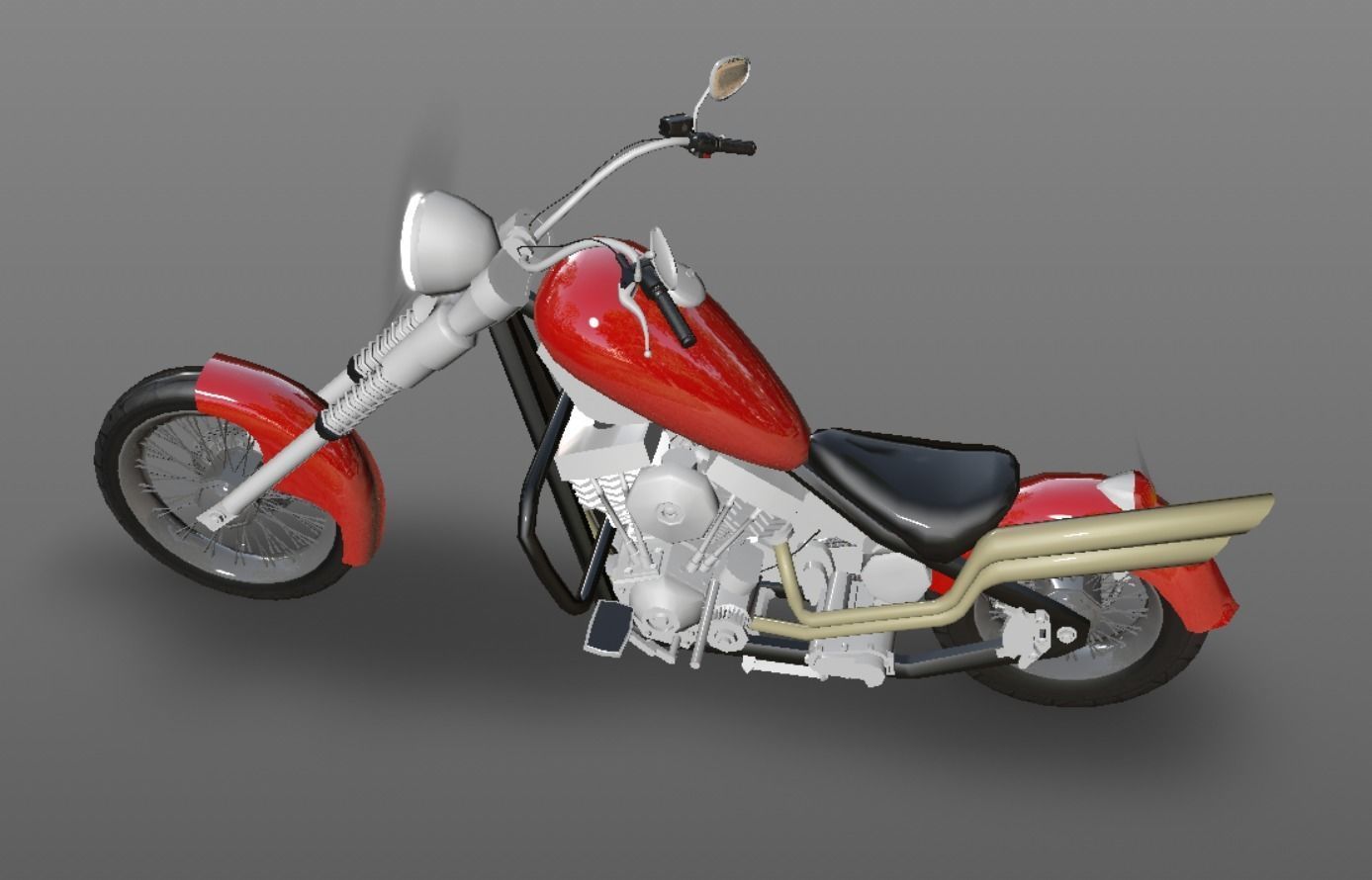 Harley Davidson Chopper Sports Bike 3D Model Game Ready Asset  Low-poly 3D model_16