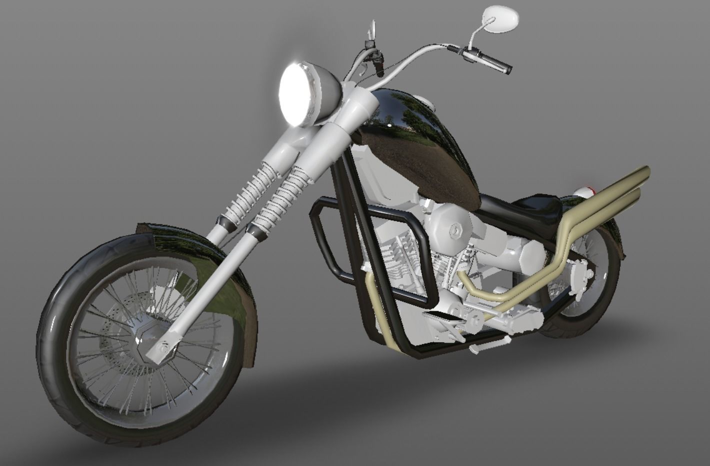 Harley Davidson Chopper Sports Bike 3D Model Game Ready Asset  Low-poly 3D model_5