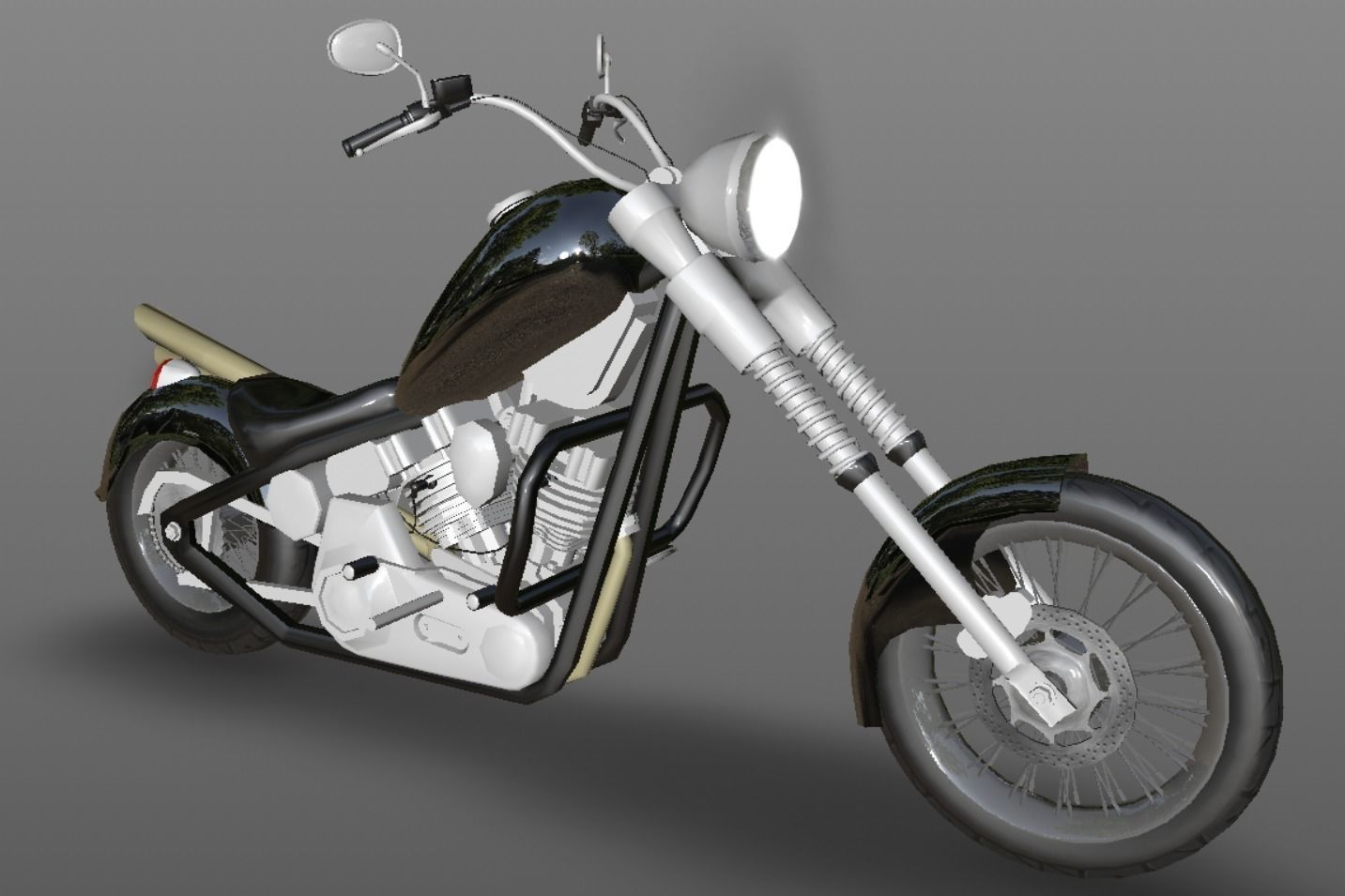 Harley Davidson Chopper Sports Bike 3D Model Game Ready Asset  Low-poly 3D model_4