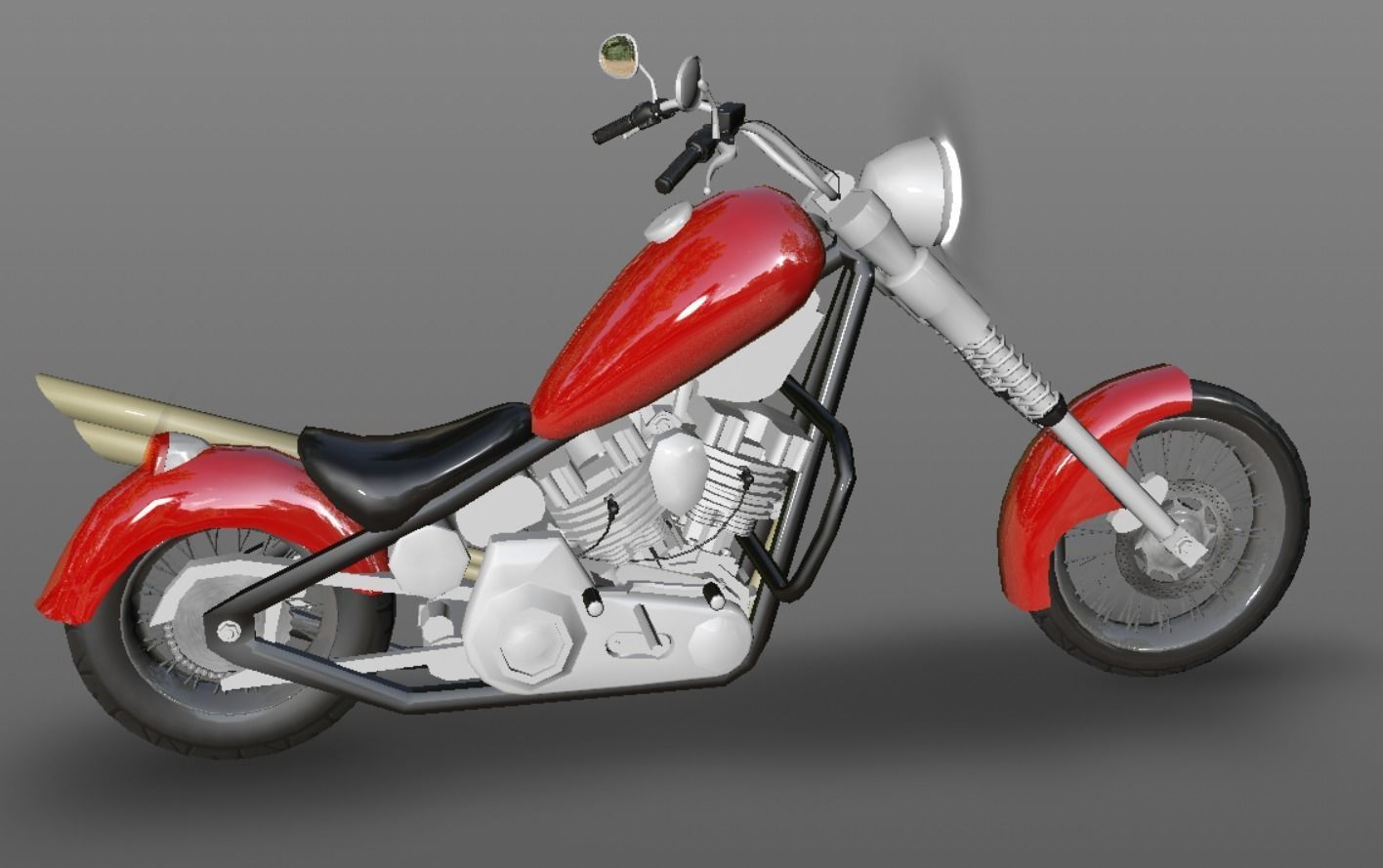 Harley Davidson Chopper Sports Bike 3D Model Game Ready Asset  Low-poly 3D model_10