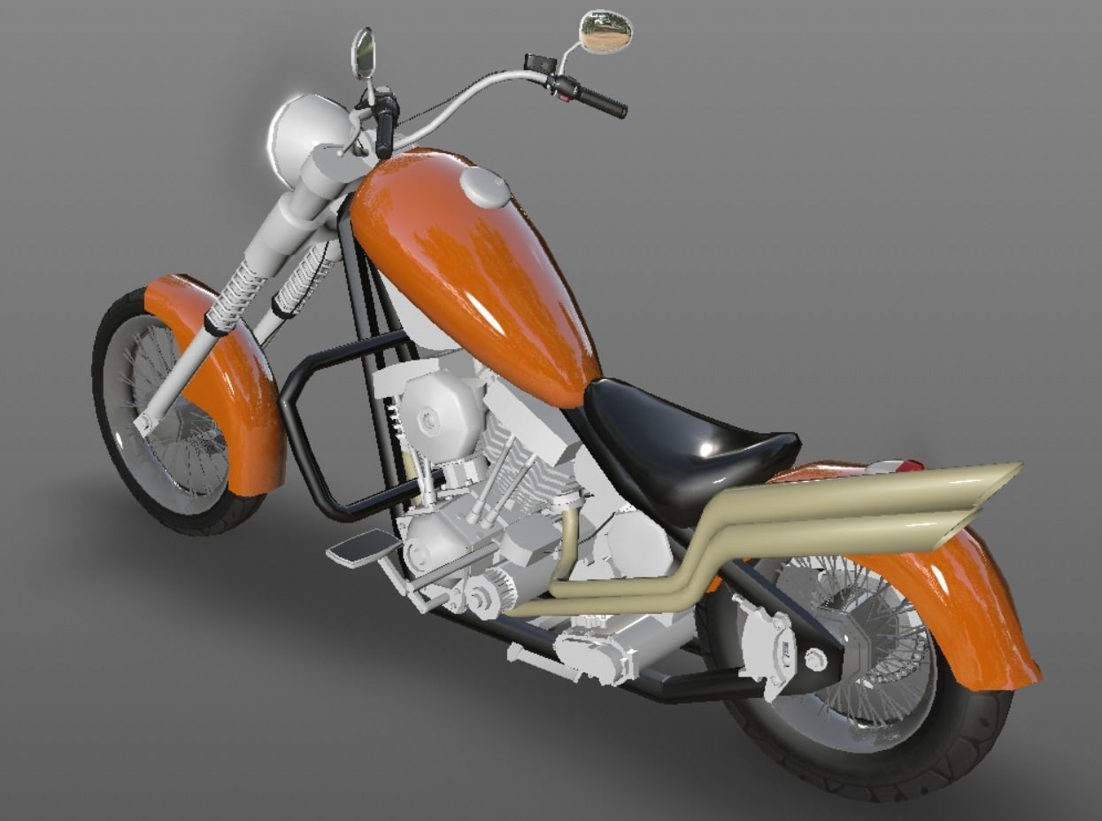 Harley Davidson Chopper Sports Bike 3D Model Game Ready Asset  Low-poly 3D model_2