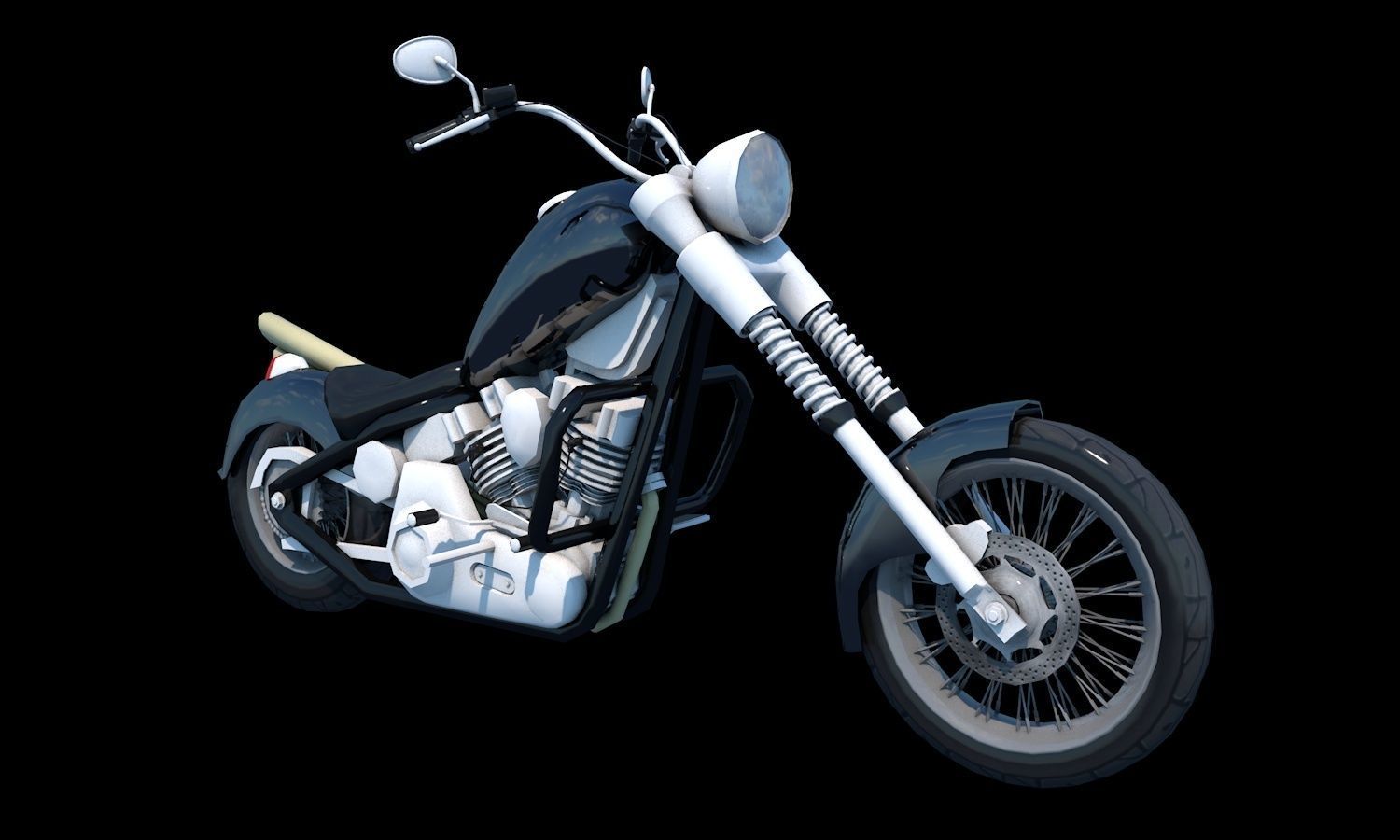 Harley Davidson Chopper Sports Bike 3D Model Game Ready Asset  Low-poly 3D model_3