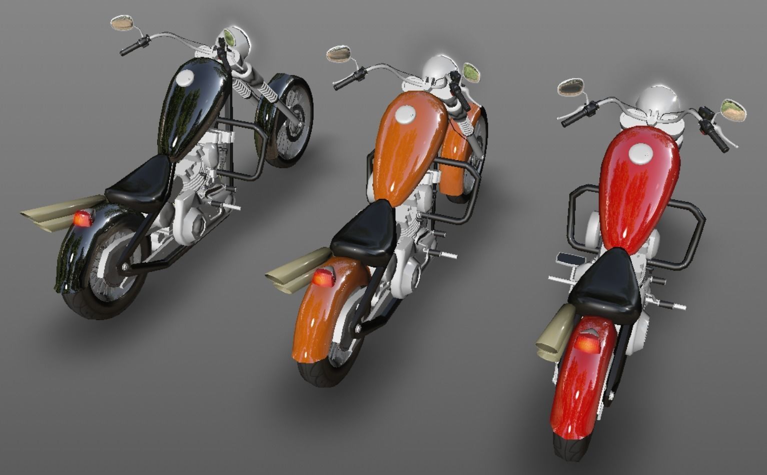 Harley Davidson Chopper Sports Bike 3D Model Game Ready Asset  Low-poly 3D model_17