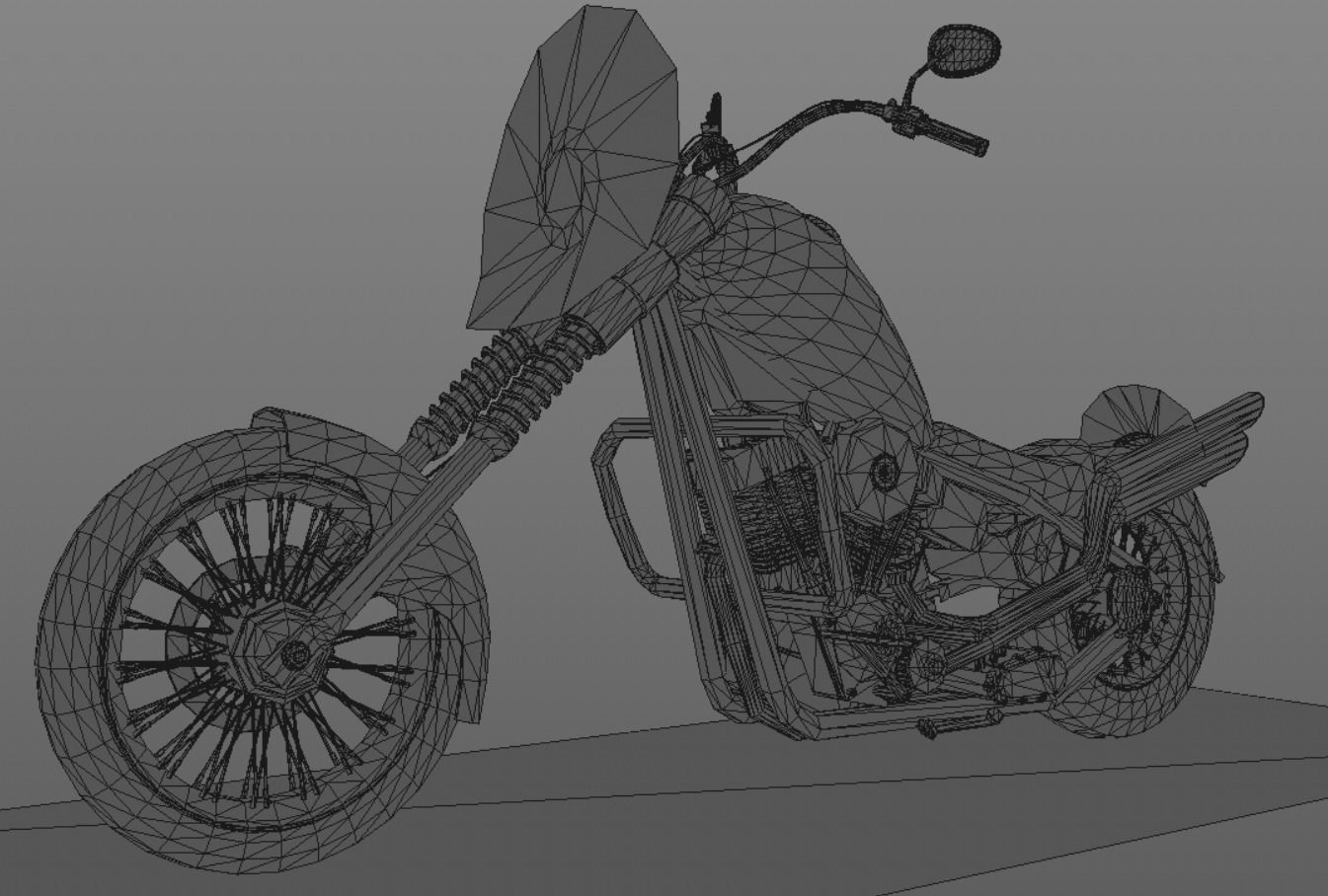 Harley Davidson Chopper Sports Bike 3D Model Game Ready Asset  Low-poly 3D model_14