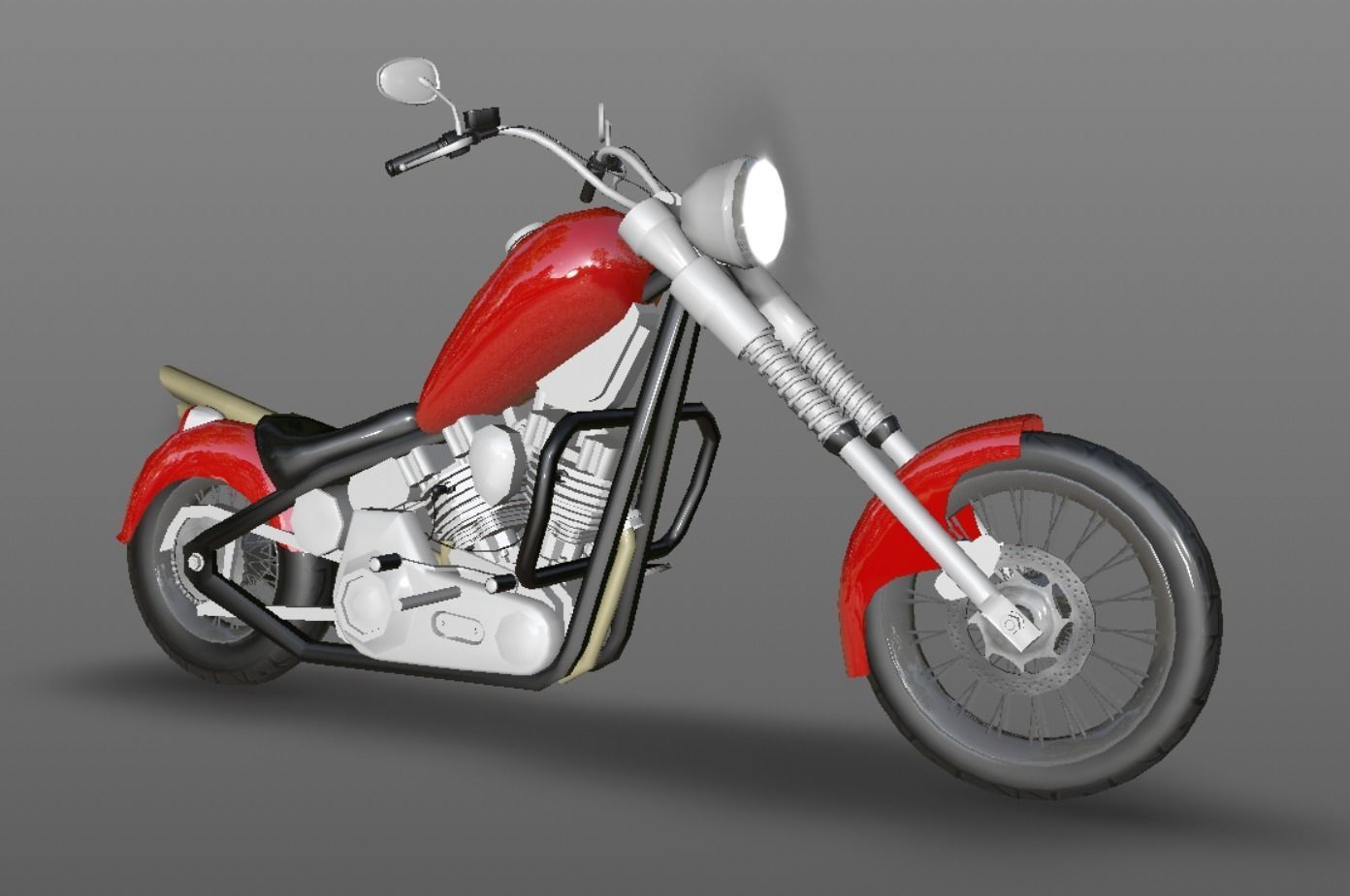 Harley Davidson Chopper Sports Bike 3D Model Game Ready Asset  Low-poly 3D model_8
