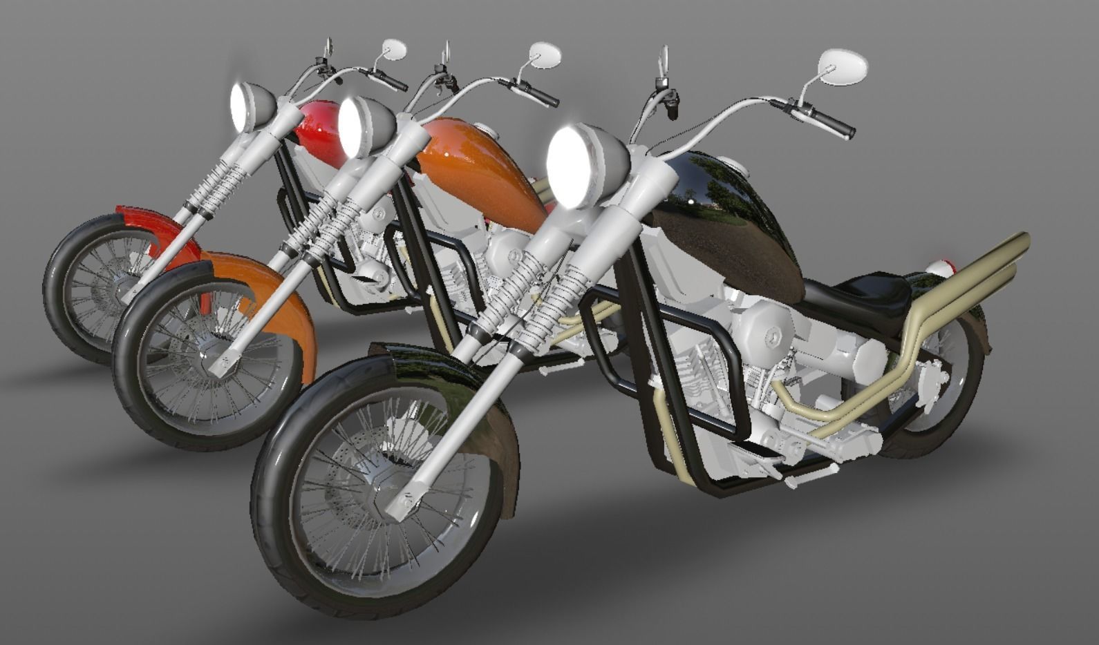 Harley Davidson Chopper Sports Bike 3D Model Game Ready Asset  Low-poly 3D model_18