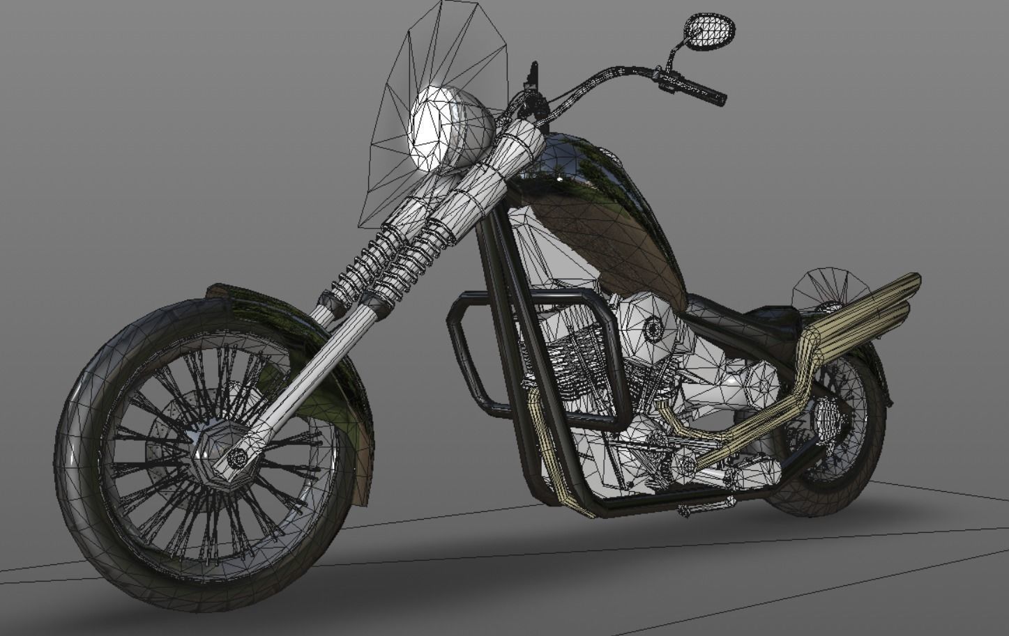Harley Davidson Chopper Sports Bike 3D Model Game Ready Asset  Low-poly 3D model_13
