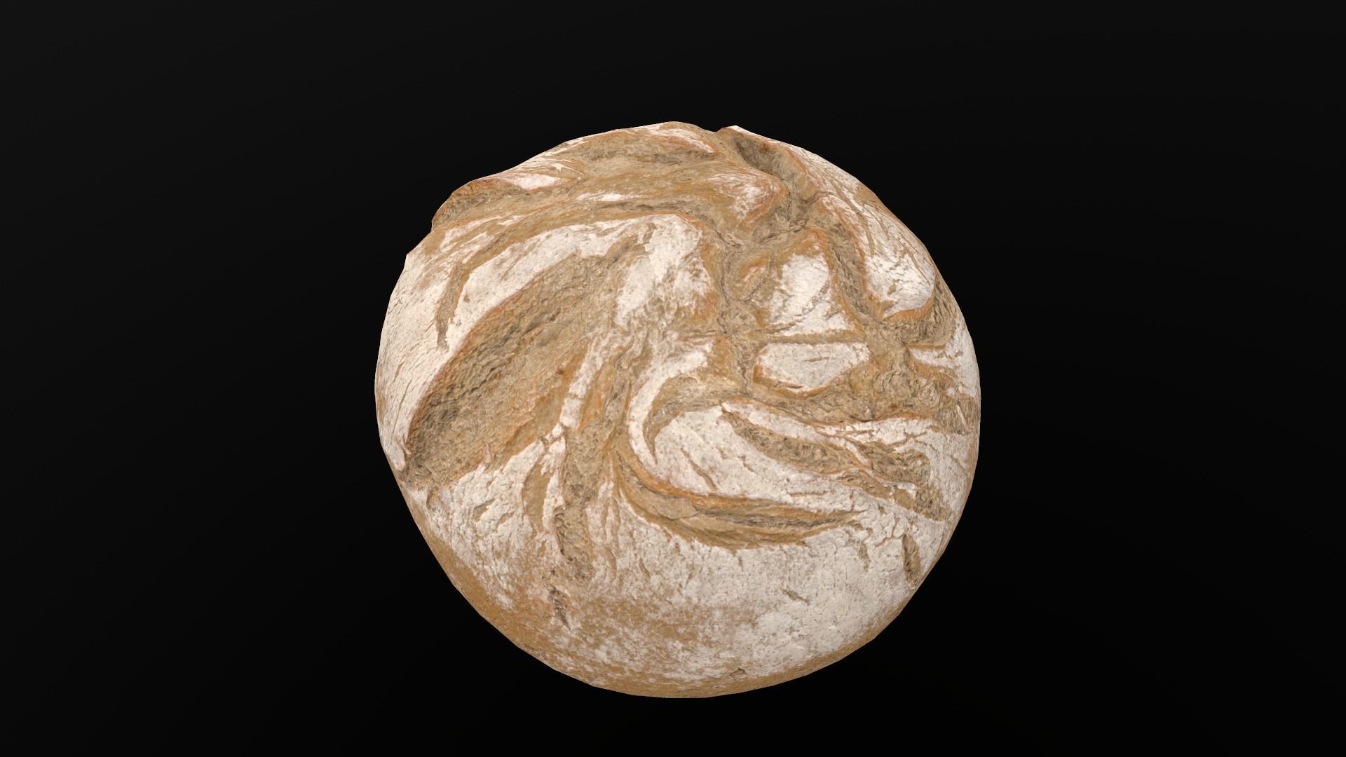 Round White Bread AR VR PBR Lowpoly with game ready 3d Model Low-poly 3D model_4