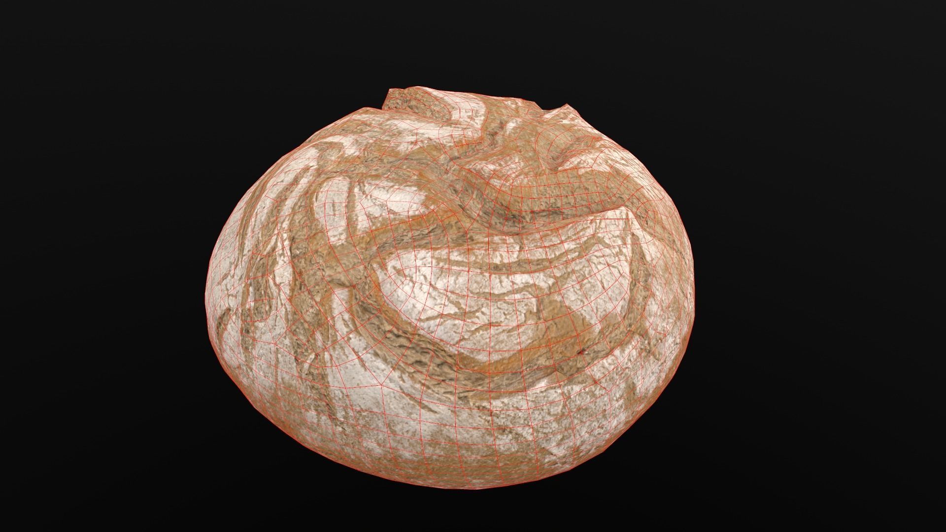 Round White Bread AR VR PBR Lowpoly with game ready 3d Model Low-poly 3D model_12