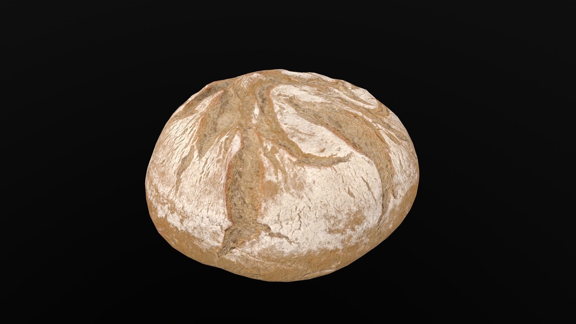 Round White Bread AR VR PBR Lowpoly with game ready 3d Model Low-poly 3D model_2