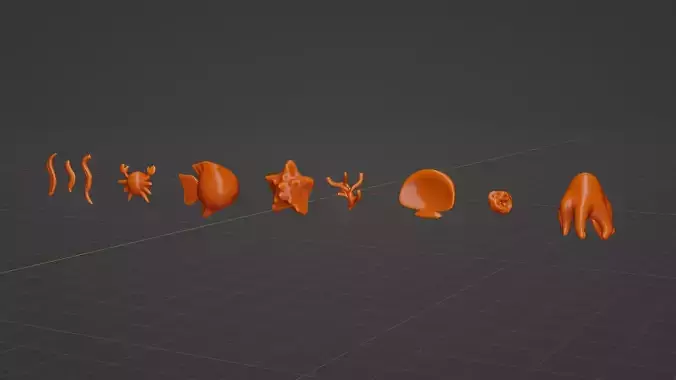 Set of 10 marine 3D icons