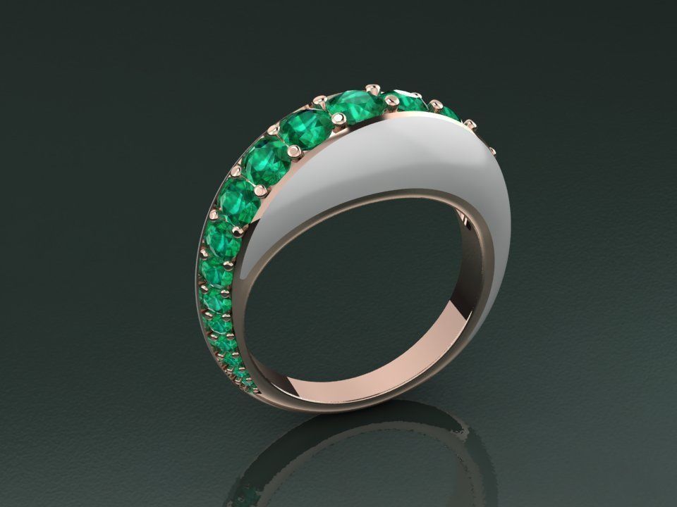 Enamel Gold Ring 3D print model_1