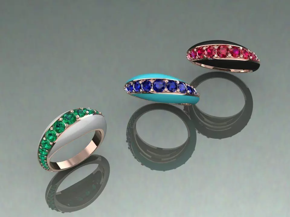 Enamel Gold Ring 3D print model_0