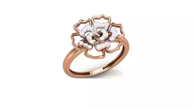 Flower Minimalist Light wt Diamond Women ring 3dm stl obj gltf 3D print model