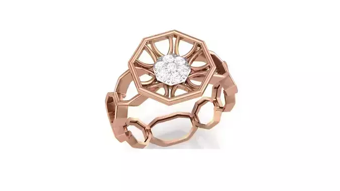 Flower Wire Minimalist Light wt Diamond Women ring 3dm stl obj 3D print model