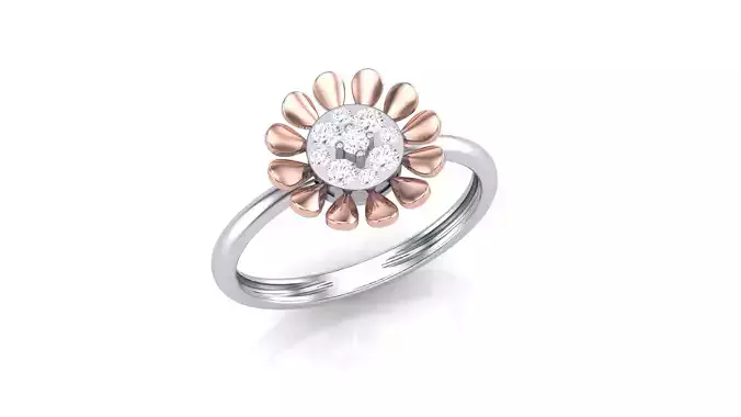 Flower Minimalist Light wt Diamond Women ring 3dm stl obj gltf 3D print model