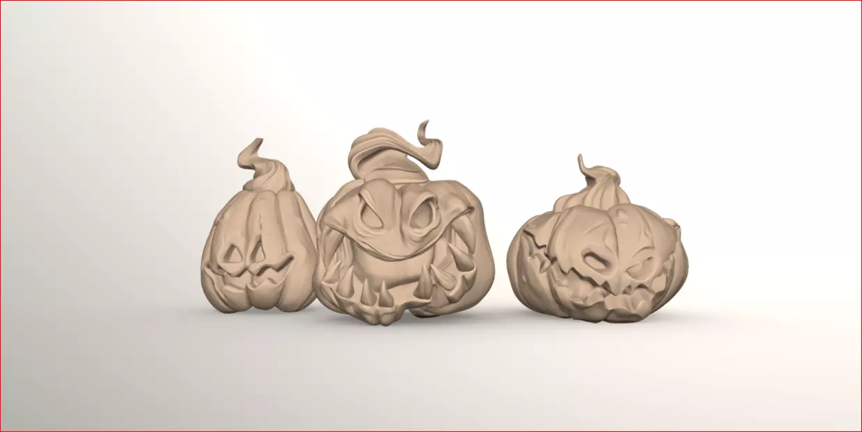 Halloween Pumpkins stylized cartoon horror 3D Model 3D print model_0