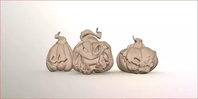 Halloween Pumpkins stylized cartoon horror 3D Model 