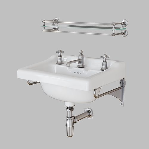 Vintage Basin and Shelf  3D model