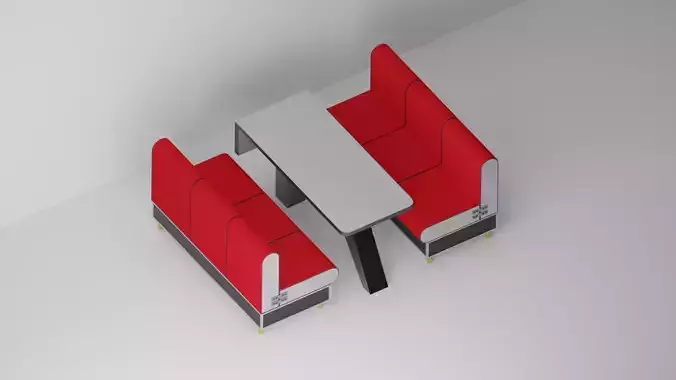 Fast food restaurant sofa and table
