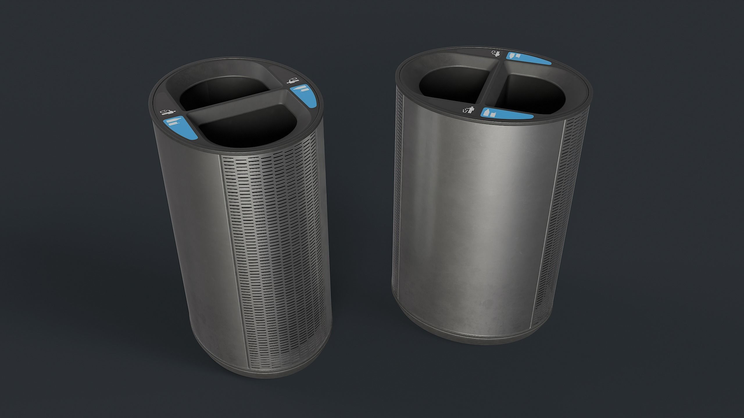Street Trash Can 23 PBR Game Ready Low-poly 3D model_2