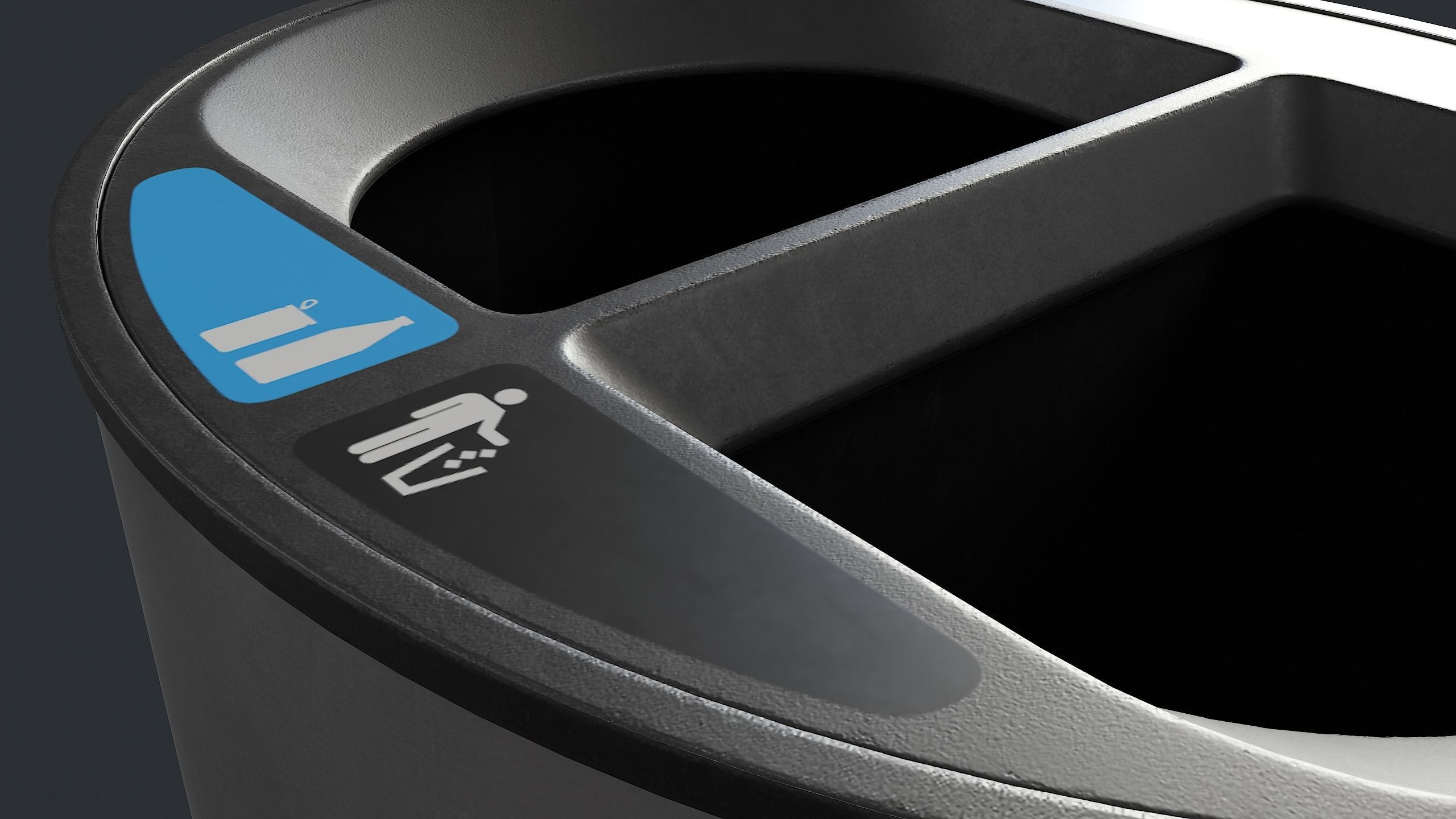 Street Trash Can 23 PBR Game Ready Low-poly 3D model_9