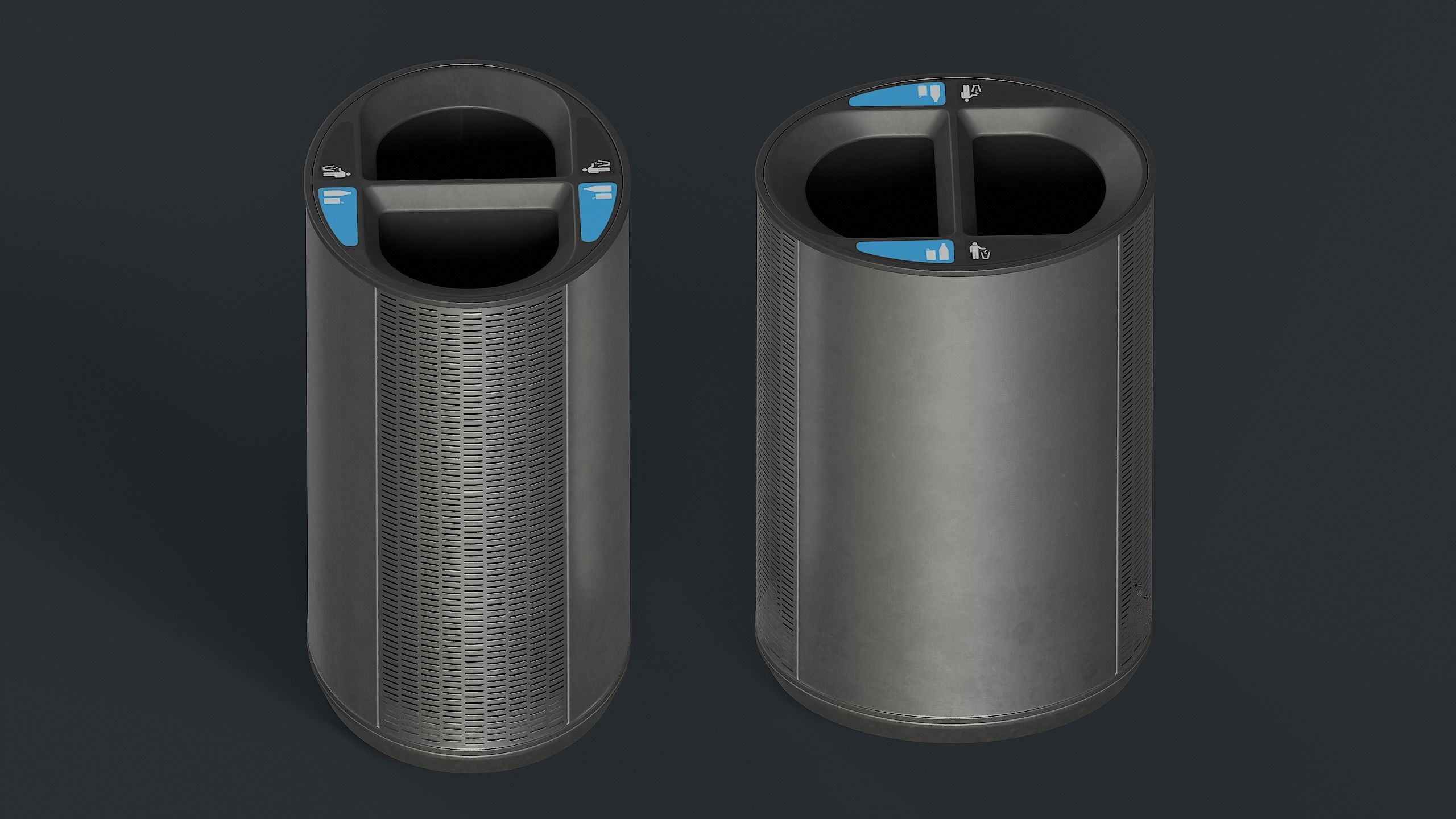 Street Trash Can 23 PBR Game Ready Low-poly 3D model_16