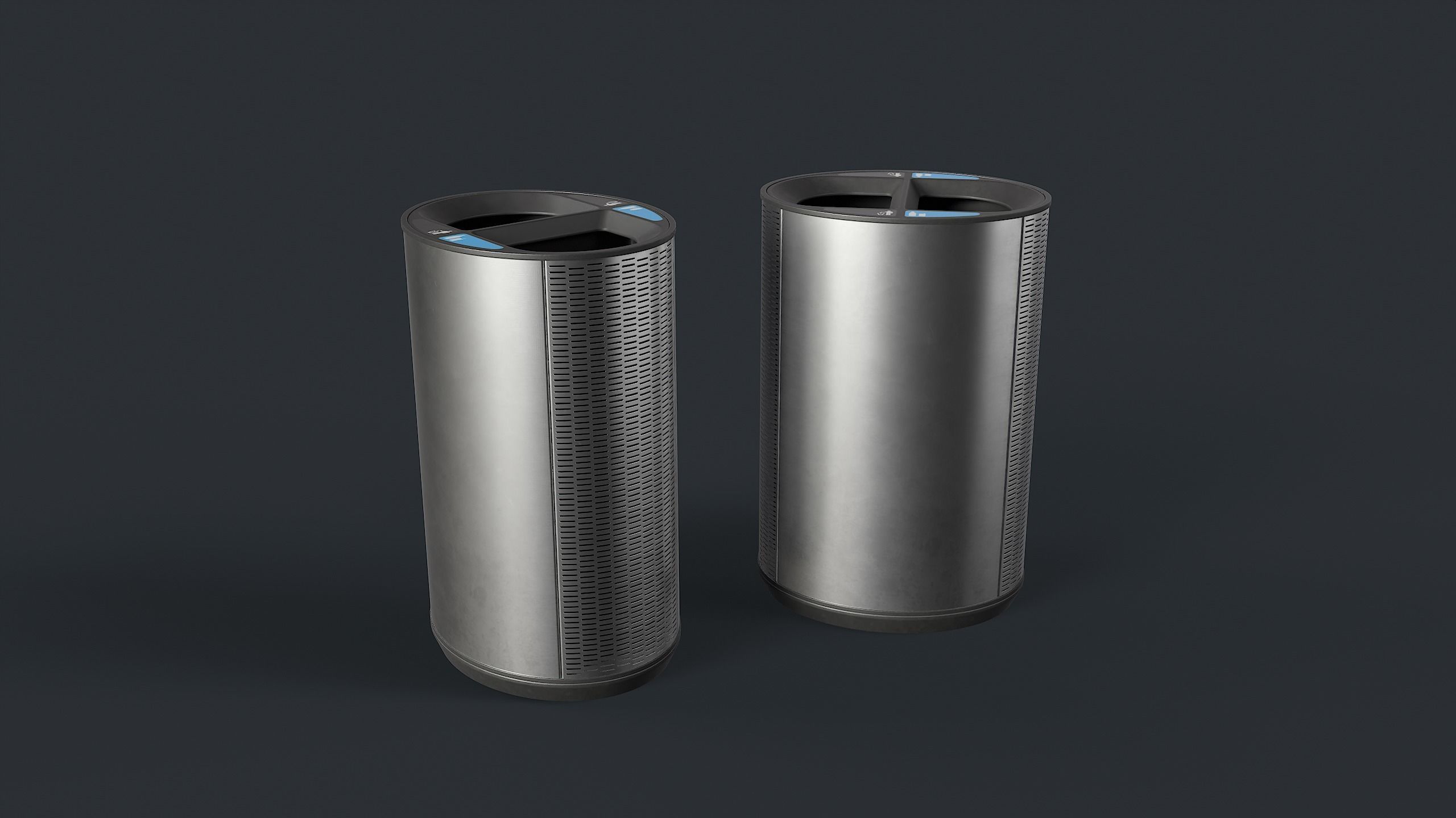 Street Trash Can 23 PBR Game Ready Low-poly 3D model_1