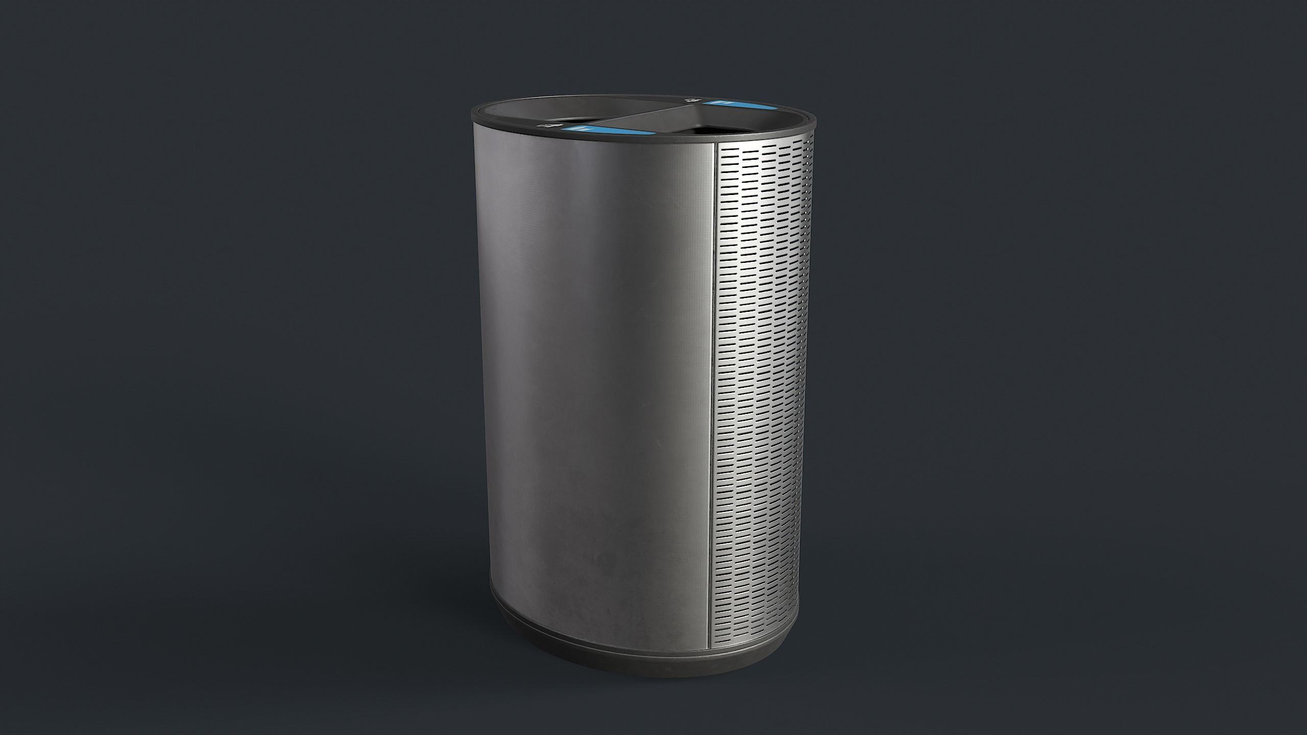 Street Trash Can 23 PBR Game Ready Low-poly 3D model_3